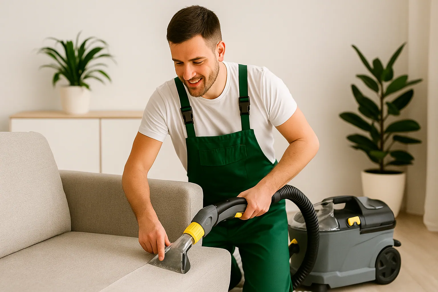 LUX technician deep-cleaning with hot-water extraction in a Kent, Ohio home